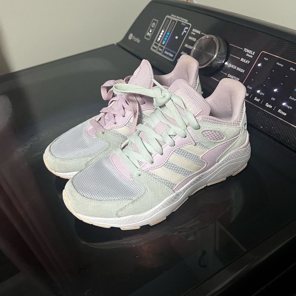 adidas Mint Green and Light Pink Retro Runner Sneakers
